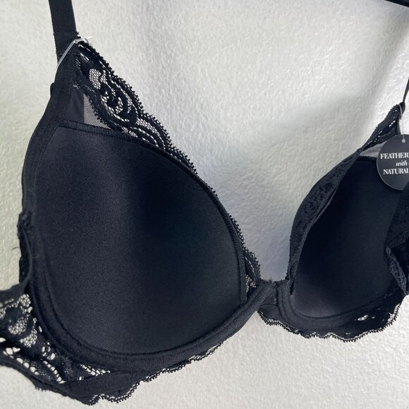 Natori Feathers Underwire Bra 36C Black Lace Nylon Mesh 730023 - Picture 7 of 10